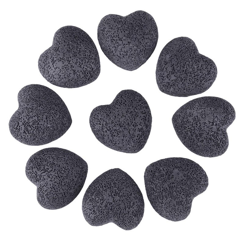 rockcloud Black Lava Rock Stone Heart Shape Pocket Stones Dyed Lava Rocks Aromatherapy Essential Oil Diffuser Set, 0.9 Inch, 10 Pcs - Image 1